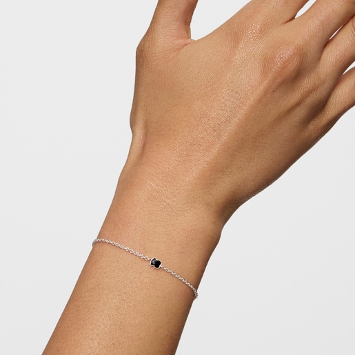 TOUS Mini Onix Bracelet in Silver with Onyx 0,4cm.