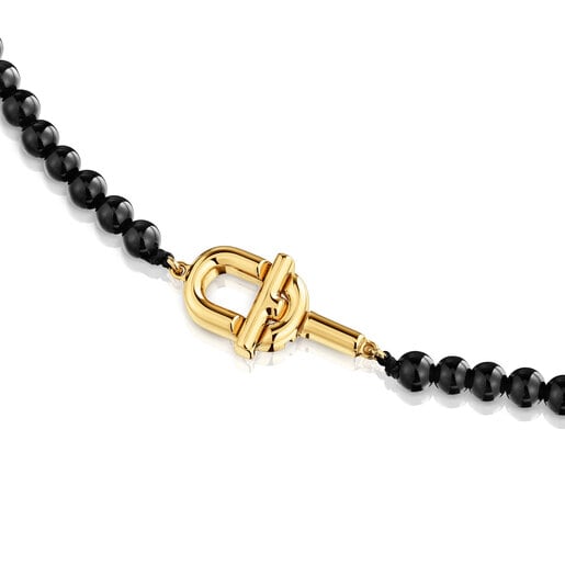 43 cm Necklace with plating silver and TOUS onyx | TOUS over MANIFESTO gold 18kt