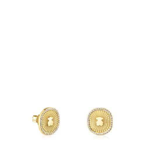 Gold Oursin Earrings with 0.19ct diamonds