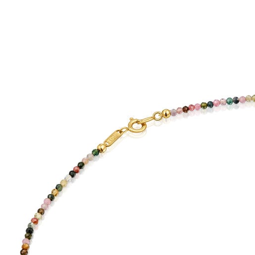 Short 18kt gold plating over silver Necklace with tourmalines Bold Bear