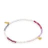 18kt gold plating over silver elastic Bracelet with rose gemstones TOUS Bold Bear