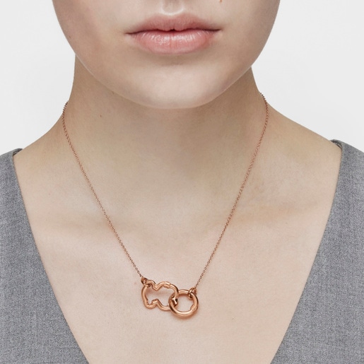 Rose Vermeil Silver TOUS Hold Necklace 1,6cm.