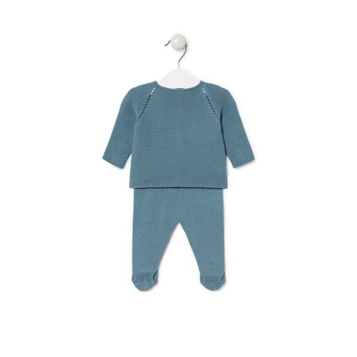 Blue knitted best sale baby outfit