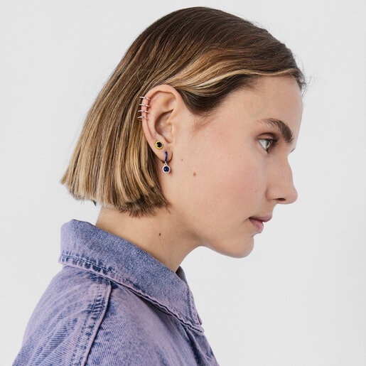Silver TOUS Vibrant Colors Hoop earring with sodalite and enamel