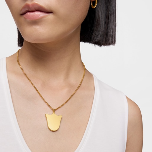 Medium 29mm 18kt gold plating over silver tulip Pendant Sweet Dolls