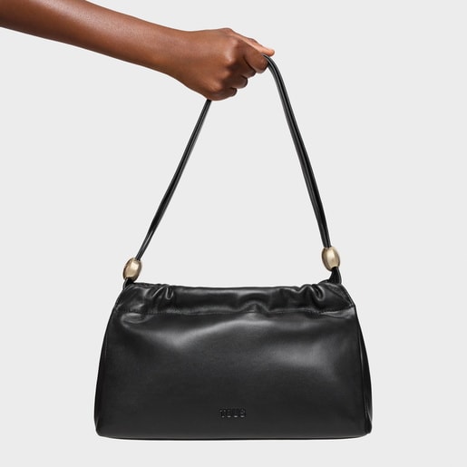 Medium black leather Shopping bag TOUS Gloss