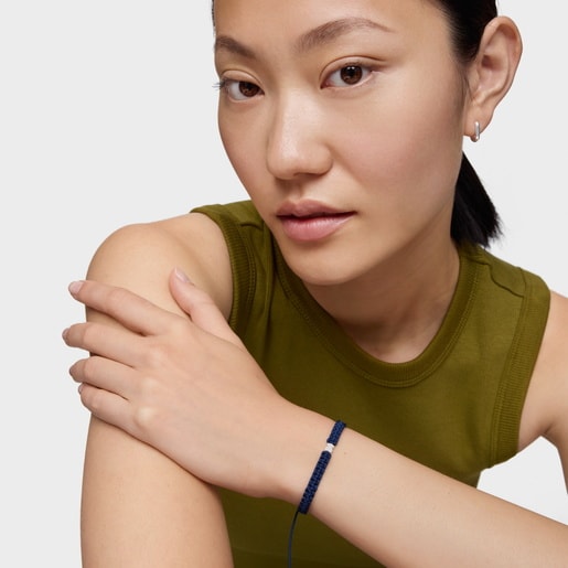 Pulsera oso de plata y nylon verde TOUS Motivos