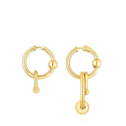 Silver vermeil Plump Double circle earrings | TOUS