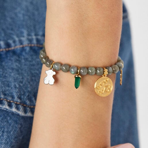 Silver Vermeil TOUS Good Vibes four-leaf clover Bracelet with multicolored  Cord