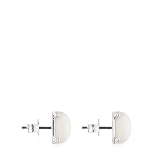 Silver Color Pills Earrings with mother-of-pearl