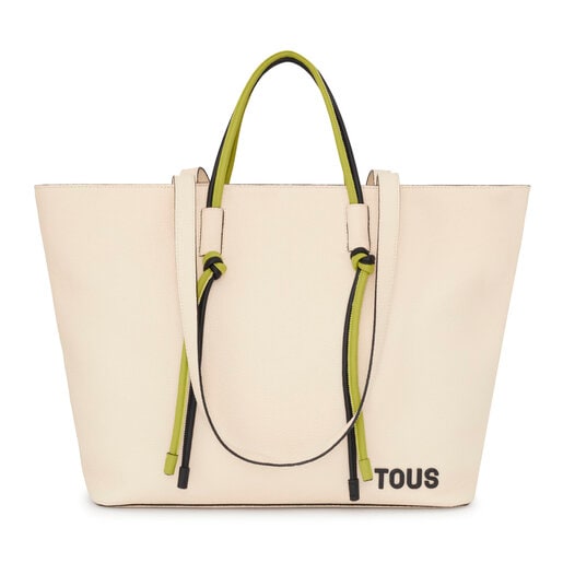 Large beige leather Tote bag TOUS Lynn