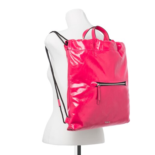 Mochila Tulia Crack de Piel fucsia