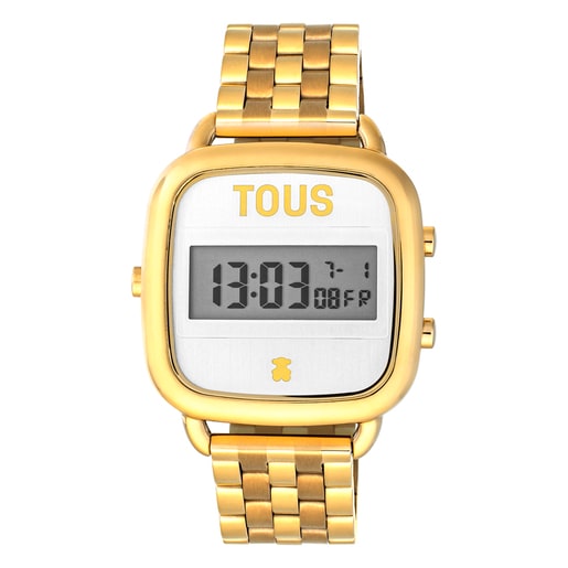 TOUS D-Logo Digital watch with gold colored IP steel strap | Westland Mall