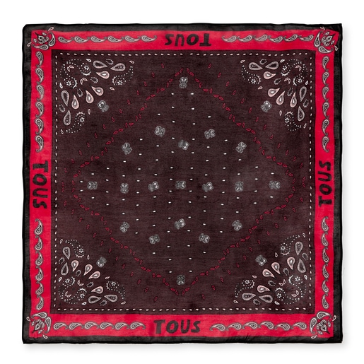 Lenço TOUS Crinkled em viscose com bandana bordeaux