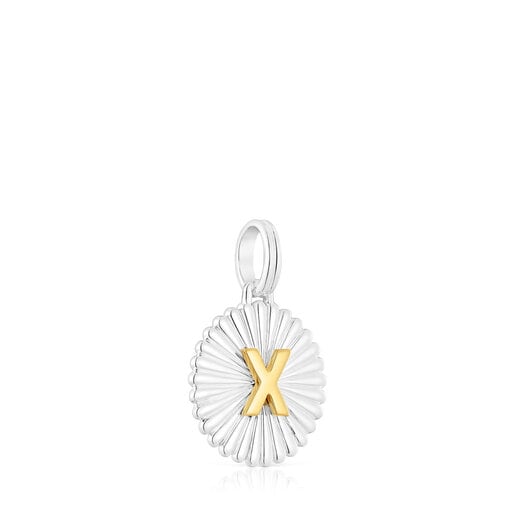 Pendentif médaille lettre X TOUS Alphabet argent et argent vermeil