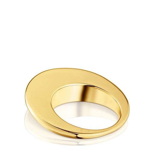 Gładki pierścionek Dybe ze srebra, pozłacany 18-karatowym złotem