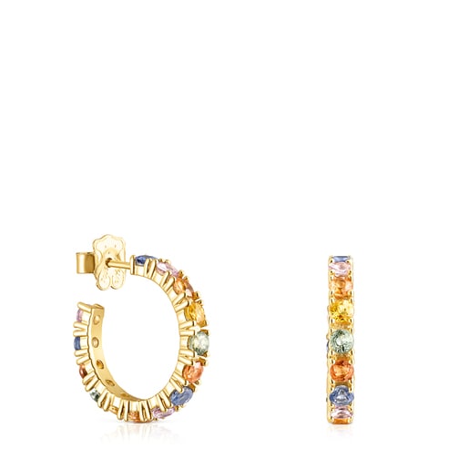 Silver Vermeil Glaring Hoop earrings with multicolored Sapphires | TOUS