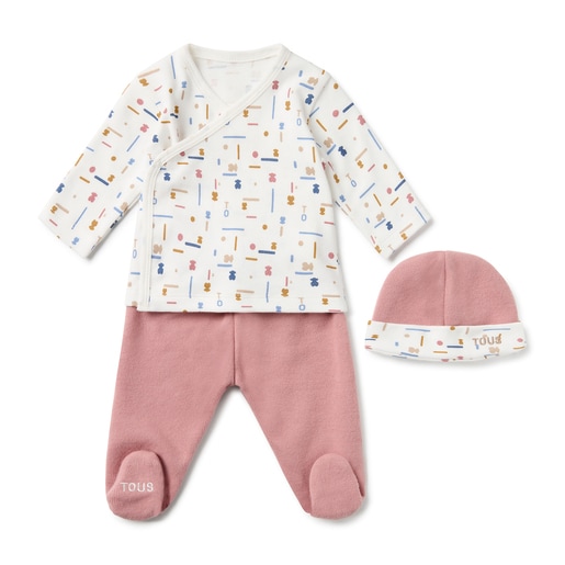 Newborn baby set in Geome pink