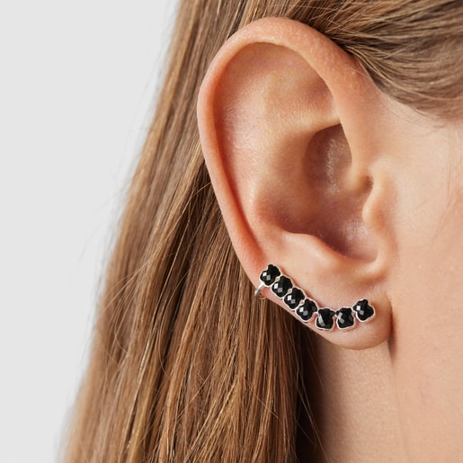 Silver with Onyx Mini Onix Color Earring