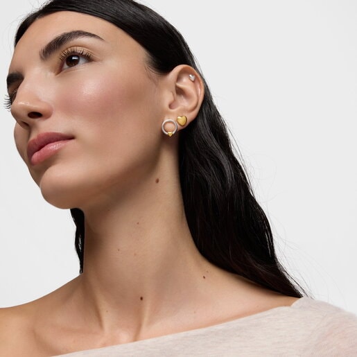 Aretes aro bicolor motivo corazón TOUS Flechazo