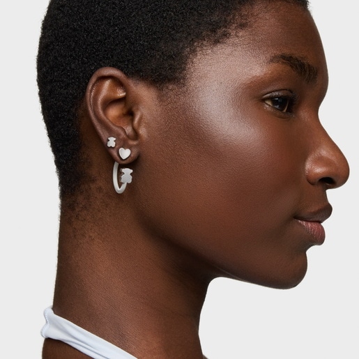 Aretes aro de plata y motivos Icon Mesh