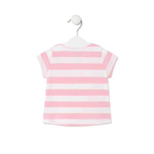 Girl's striped cotton t-shirt in Casual pink