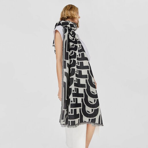 Foulard TOUS Vera en jacquard noir et blanc