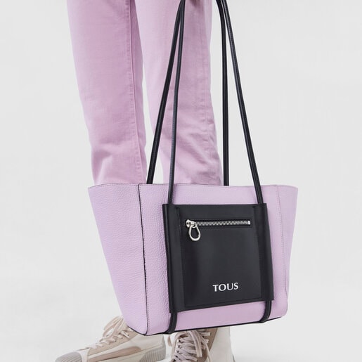 Medium mauve and black leather TOUS Empire Shopping bag