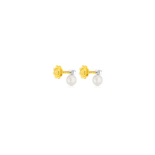White gold Basics Earrings with diamonds and cultured pearls