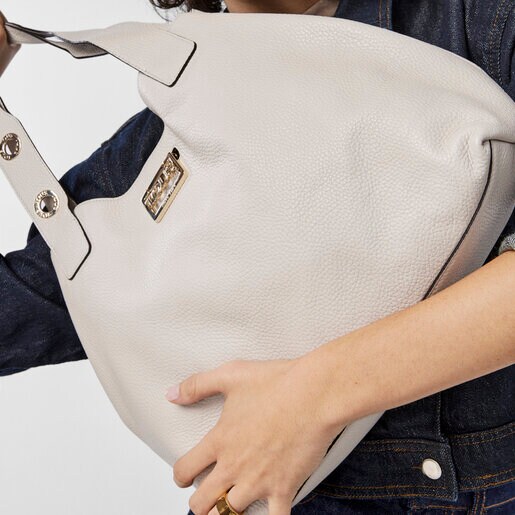 Бежевая кожаная сумка на плечо TOUS Legacy