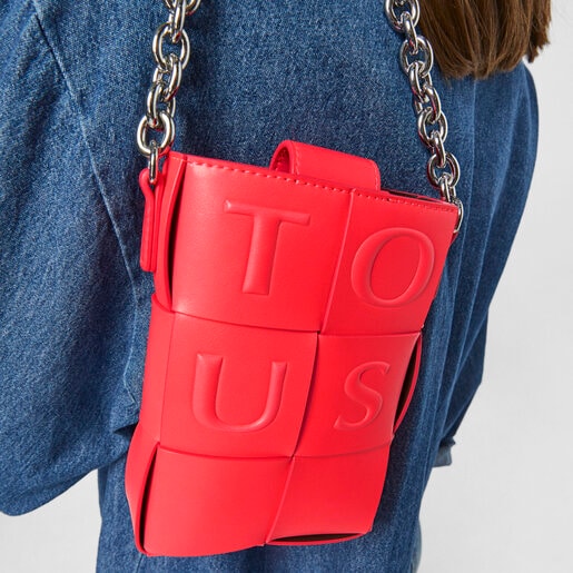 Mini bolso rosa fluorescente y marrón TOUS Damas