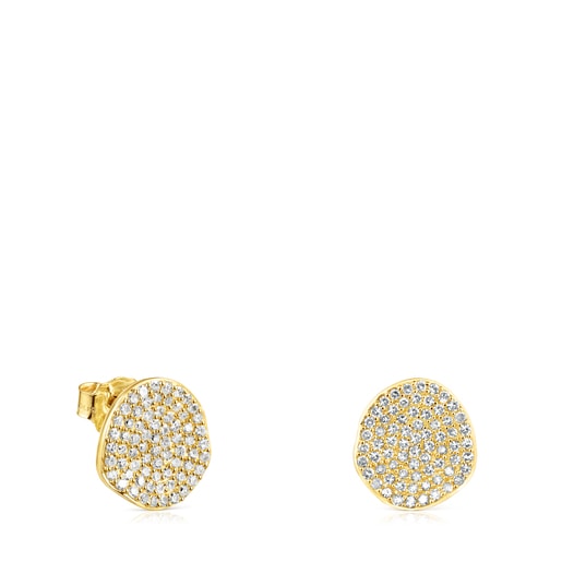 Gold Nenufar Earrings with Diamonds | TOUS