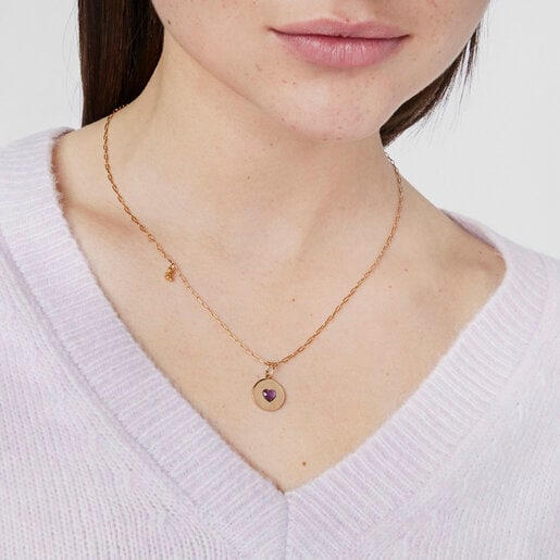 תליון מדליון Aelita מוורמיל כסף בשילוב לב מאבן אחלמה