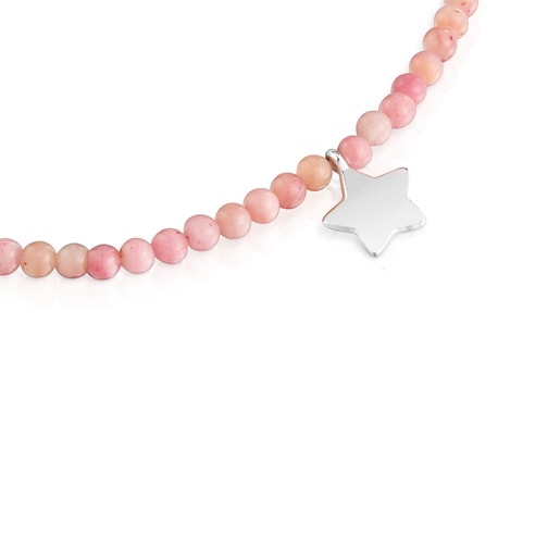 Elastic Bracelet with pink opal and silver star TOUS Motifs