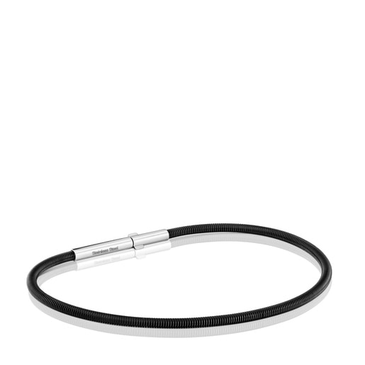 Mesh Tube black IP steel Bracelet 17 cm