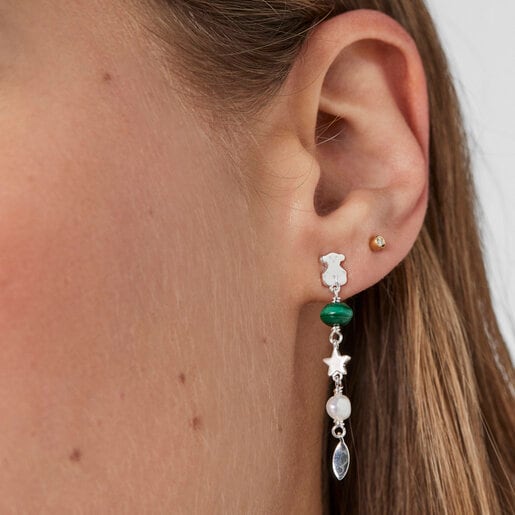 Silver Fragile Nature Earrings with Gemstones | TOUS