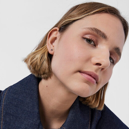 Silver vermeil TOUS New Motif Earrings with amethyst heart