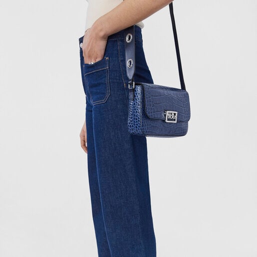Tous Legacy Wild navy blue leather crossbody bag