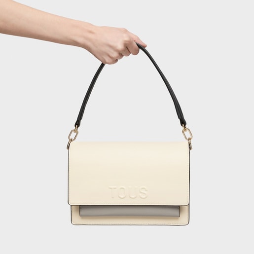 Medium beige and gray Crossbody bag Audree Saffiano