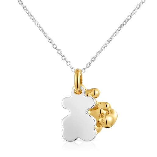 Two-tone Necklace with double bear Bold Bear