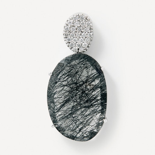 ATELIER Dramatic Jewelry Earrings in white gold with diamonds and tourmalinated quartz