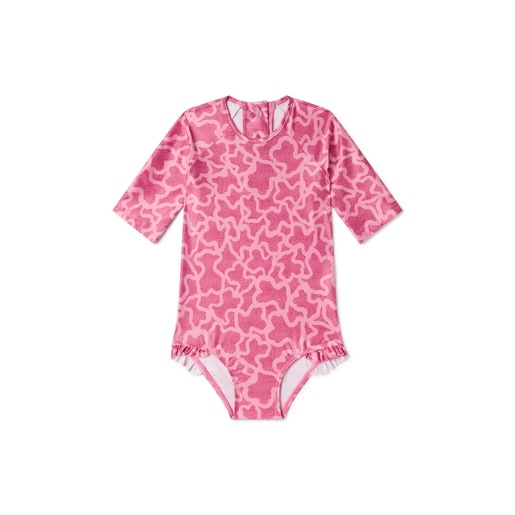 Bañador integral de niña manga larga Kaos rosa