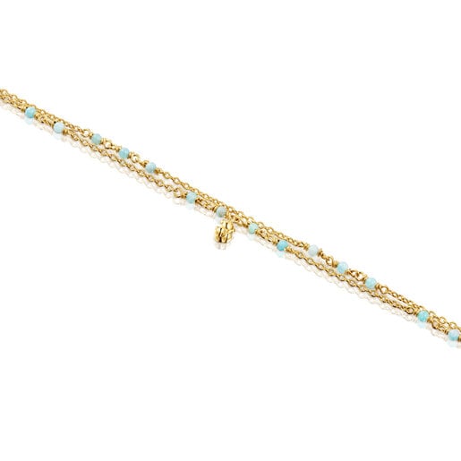 Pulsera con baño de oro 18 kt sobre plata y amazonita Bold Bear