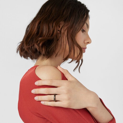 טבעת Straight XL מכסף כהה