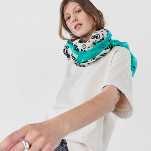 צעיף בנדנה TOUS Gems גדול לבן