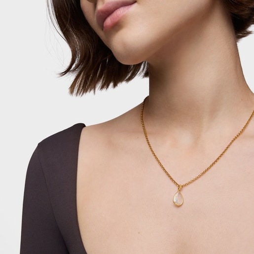 Small 18kt gold plating over silver Pendant with rock crystal quartz Medallions
