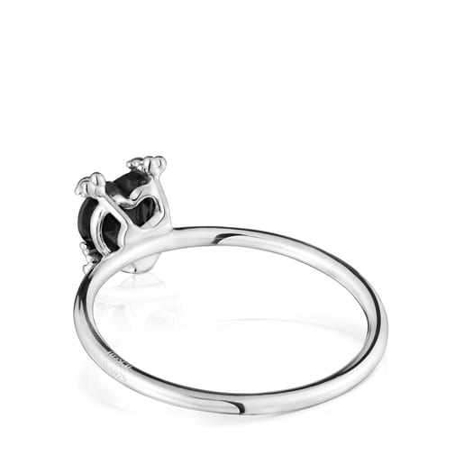 טבעת עם שיבוץ אבן חן לב אוניקס מכסף