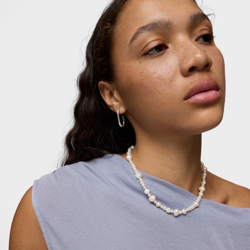 Collar de plata y perlas cultivadas grandes Sweet Dolls