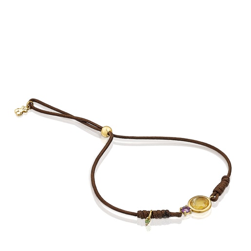 Bracelet Virtual Garden en nylon avec citrine et or