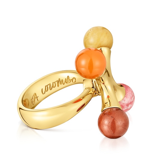 18kt gold plating over silver Ring with gemstones TOUS X LEA COLOMBO